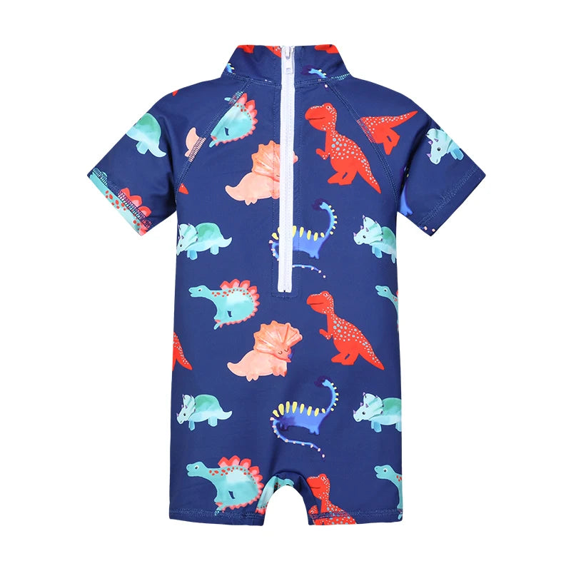 Summer Baby boy Short Sleeved Swimwear Sunscreen High Elasticity Cartoon Printing Cute And Cool Out Doors Swimming Pool  Parti