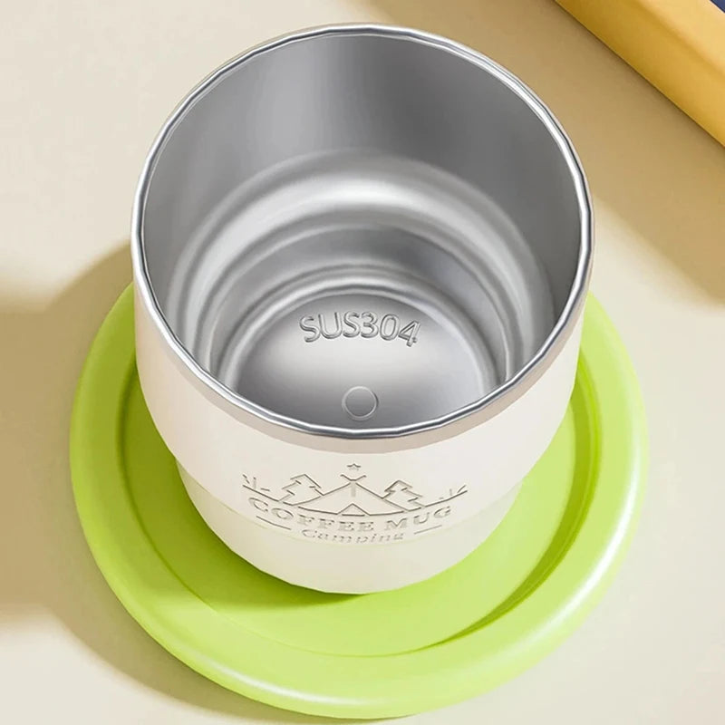 400ML Thermal Cup 304 Stainless Steel Double Layer Insulated Water Cup Office Milk Coffee Mug Student Portable Sealed Tumbler