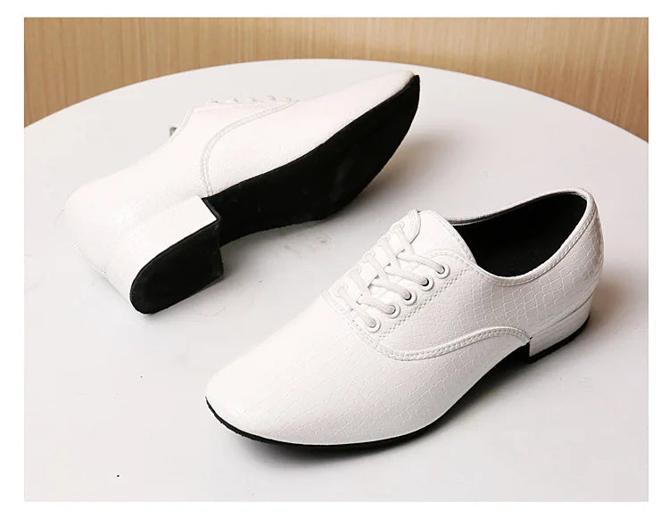 Men Modern Dance Shoes Man Outdoor Dance Leather Latin Jazz Shoes Indoor Suede Sole 2.5CM Heels Ballroom Waltz Shoes Stage Wear