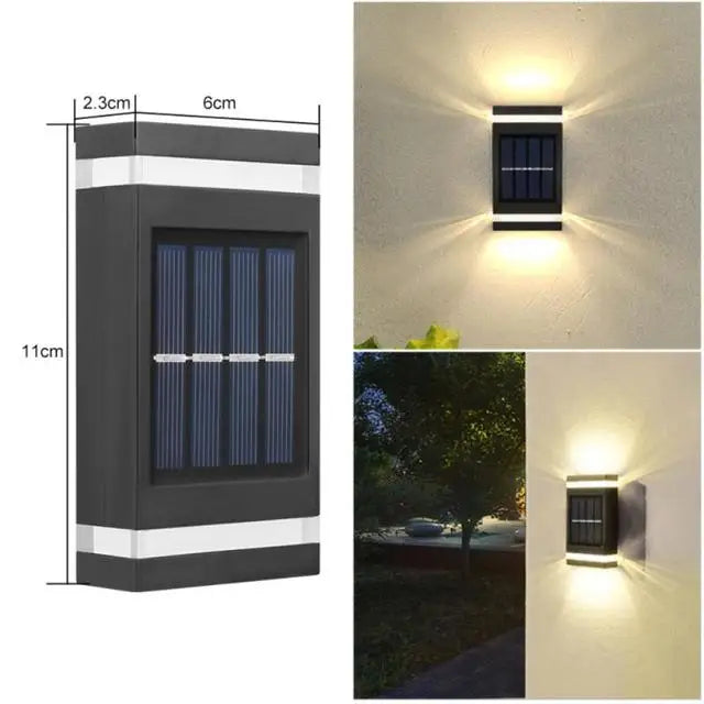 Solar LED Light Outdoor Waterproof Wall Lamp Dusk to Dawn Fence Lighting for Summer Garden Yard Porch Walkway Camping Home