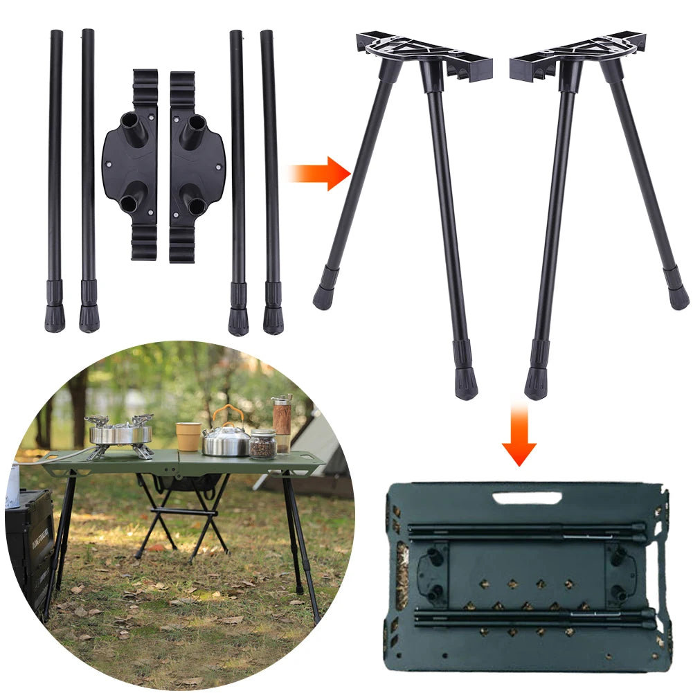 Folding Camping Table Legs Metal Foldable Workbench Legs Adjustable Height Furniture Legs Camping Equipment Outdoor Travel