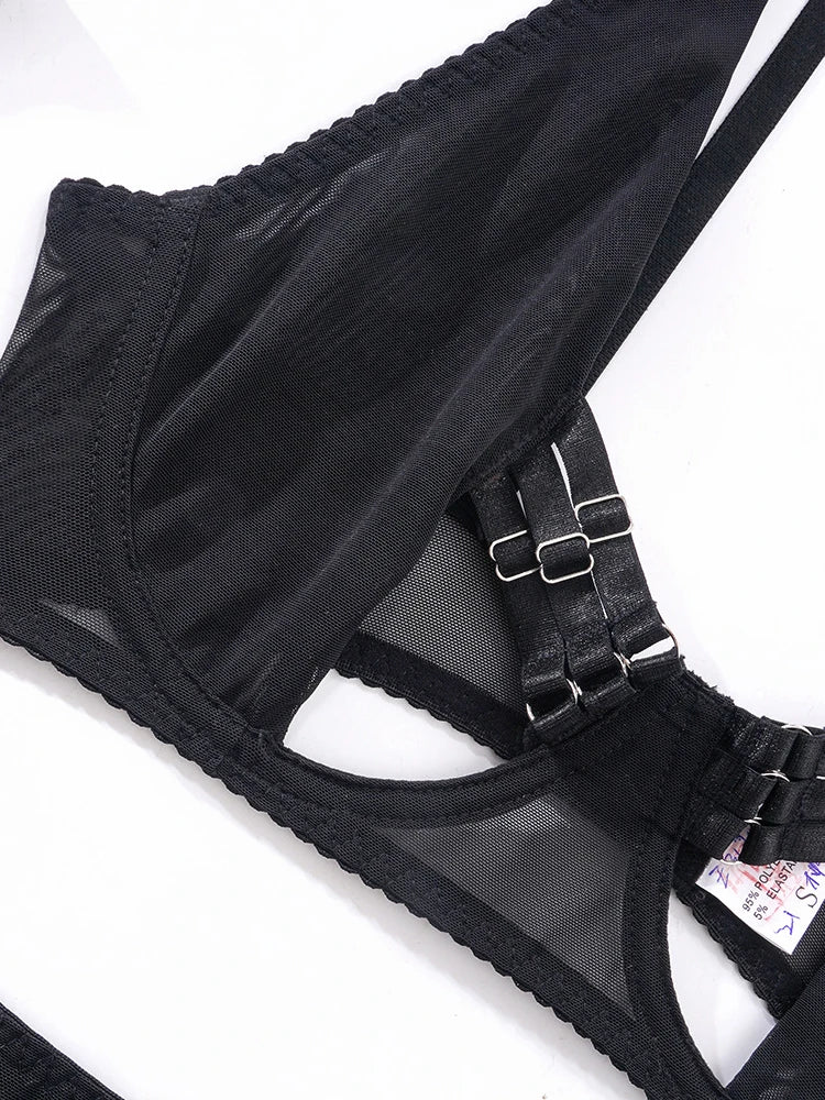 Lingerie Sexy Open Bra Crotchless Skirt See Through Lace Exotic Set Naked Women Uncensored Erotic Costume Porn Outfit