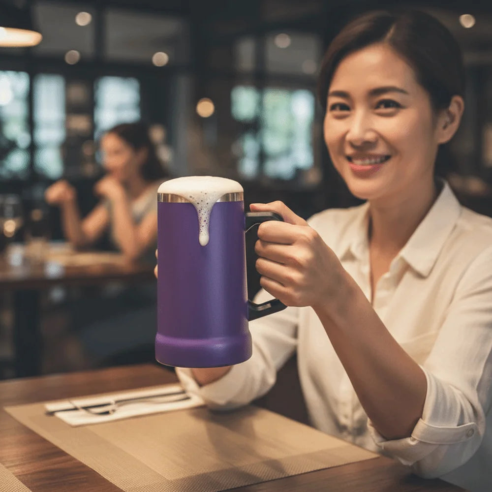 Household 24 OZ Thermal Drink Mug Big Capacity Stainless Steel Coffee Tumbler with Handle Vacuum Thermos Cup Summer