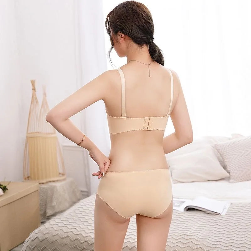 Seamless Bra Set For Women Underwear Push Up Lingerie Set Wire Free Bra & Panties Set 3/4 Cup Adjustable Brassiere & Briefs Set