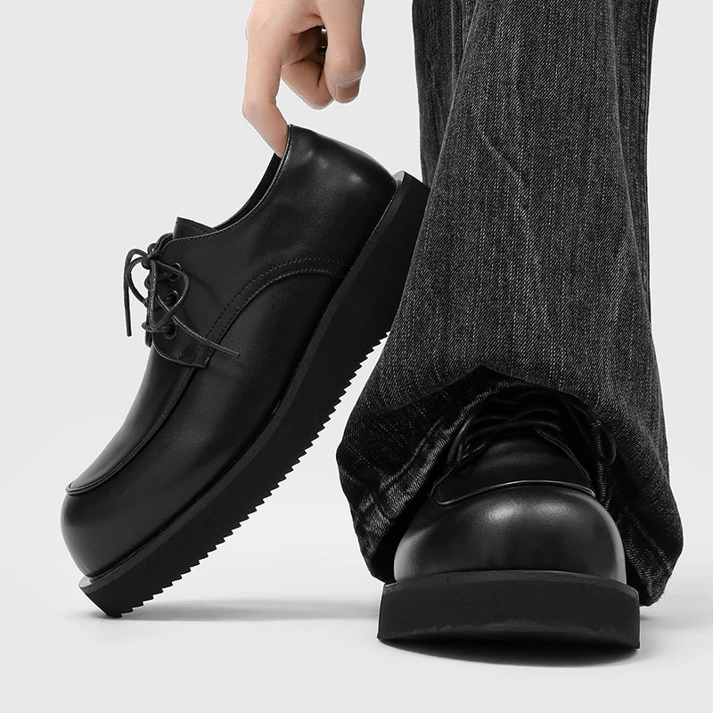Men's Derby Shoes Fashion autumn and winter styles Office or leisure party 38-46 Hot selling young shoesThick bottom trend
