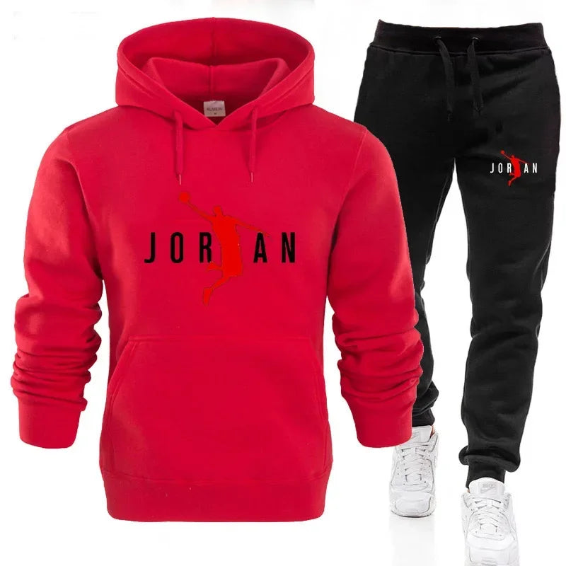 Fashionable men's sportswear set 2025 Spring and Autumn New outdoor men's casual pullover + jogging Pants two-piece set