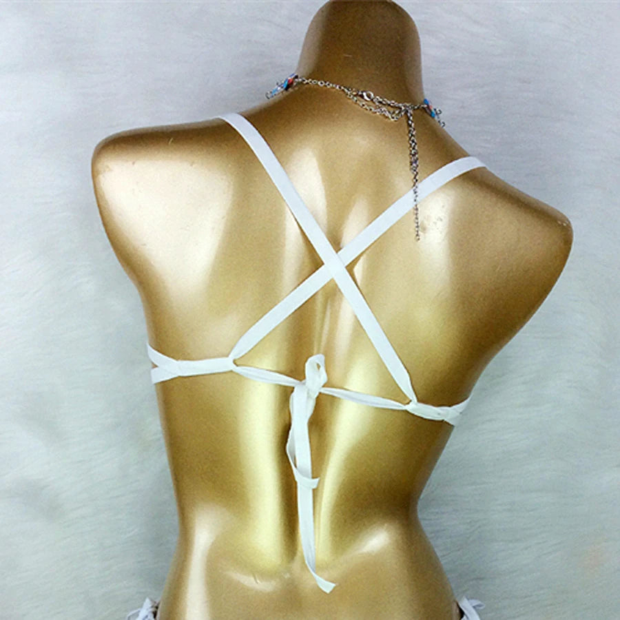 New Women Belly Dancing Wire Bra Top High Waist Pants Samba Carnival Costume Set For Hot Girl Nightclub Stage Dancer Wears