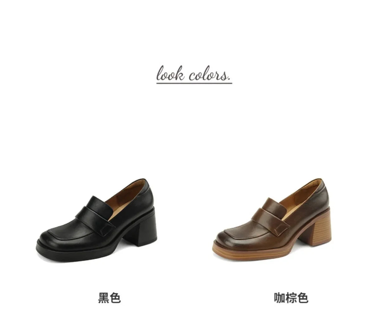 Shoes for Women Retro British Style Thick High Heels Loafers Platform Leather Shoes 2024 summer new French Square Toe Women Shoe