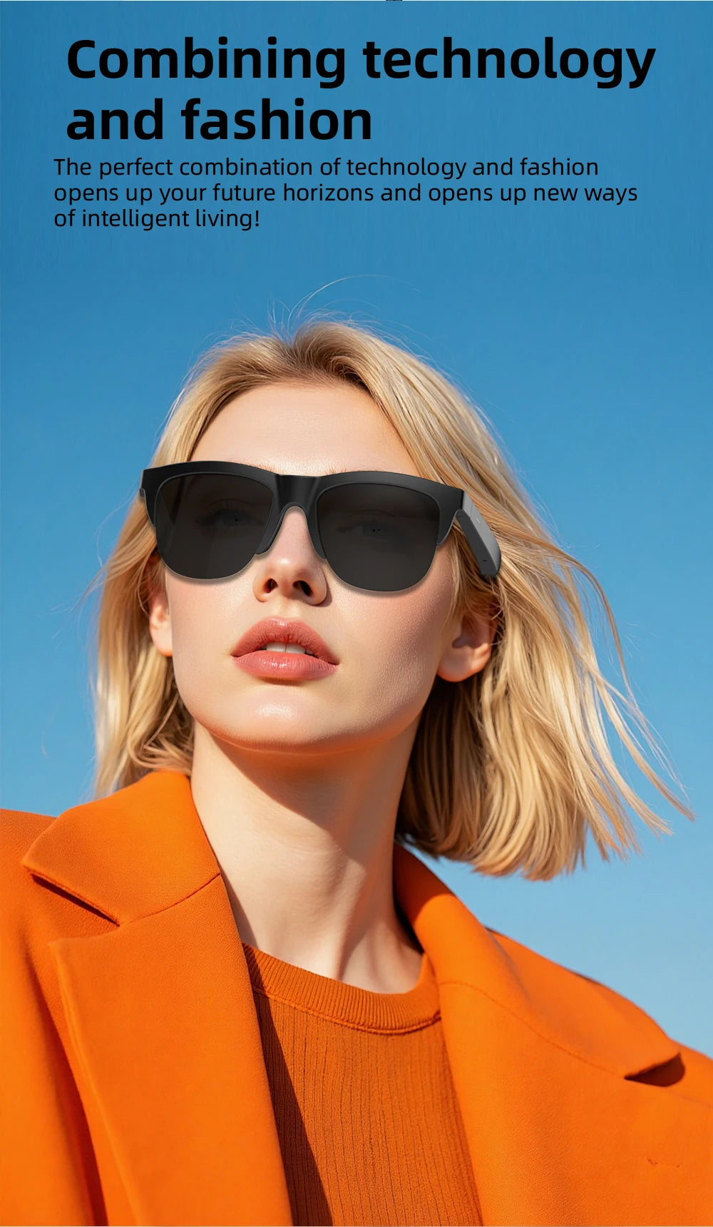 Sunglasses Glasses New Smart Bluetooth V5.3 Hands Free Calling Audio Outdoor Sports Headphones For Blue Light Blocking