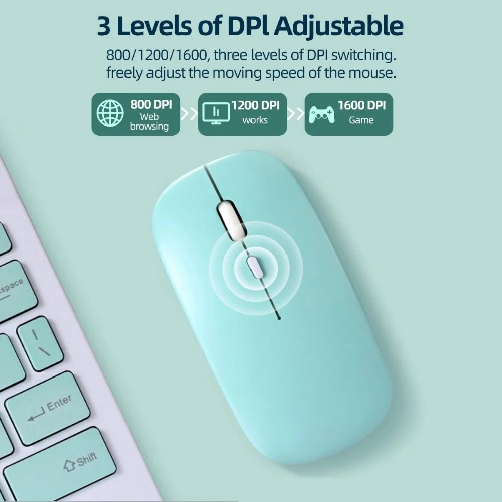 Bluetooth-compatible Mouse Wireless Mouse Silent Computer Mice Portable Working Gaming Mouse For Laptops iPad Tablet PC Computer