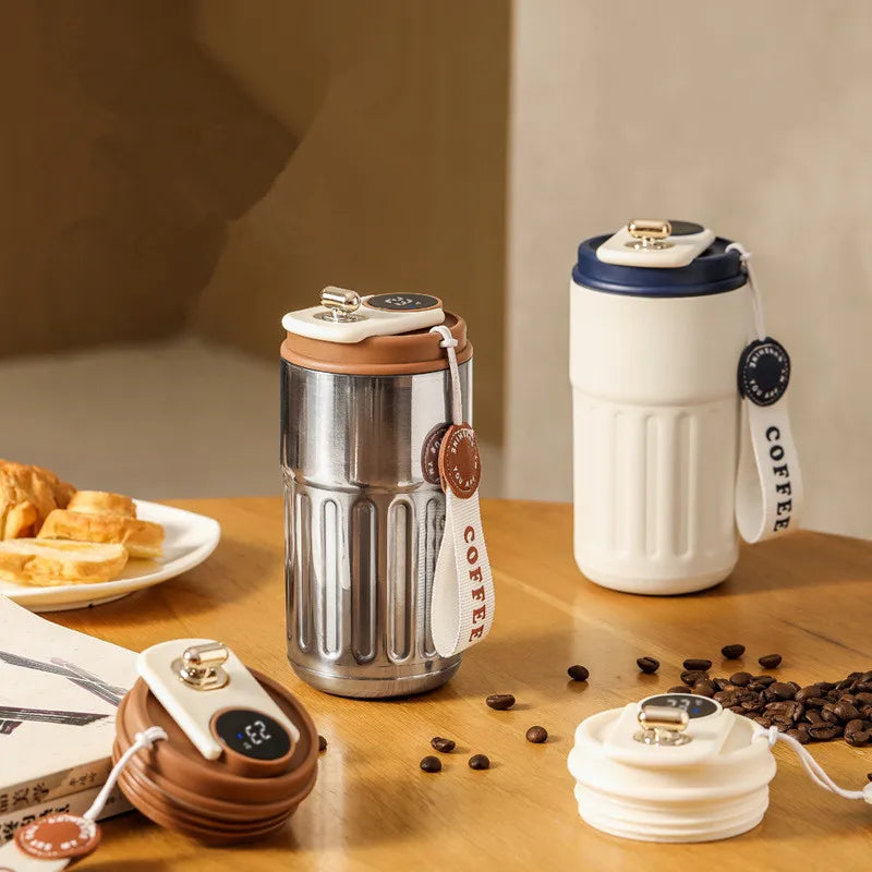 450ml Smart Thermos Bottle  Digital LED Display Temperature Coffee Cup Stainless Steel Vacuum Cup Business Portable Thermal Mug