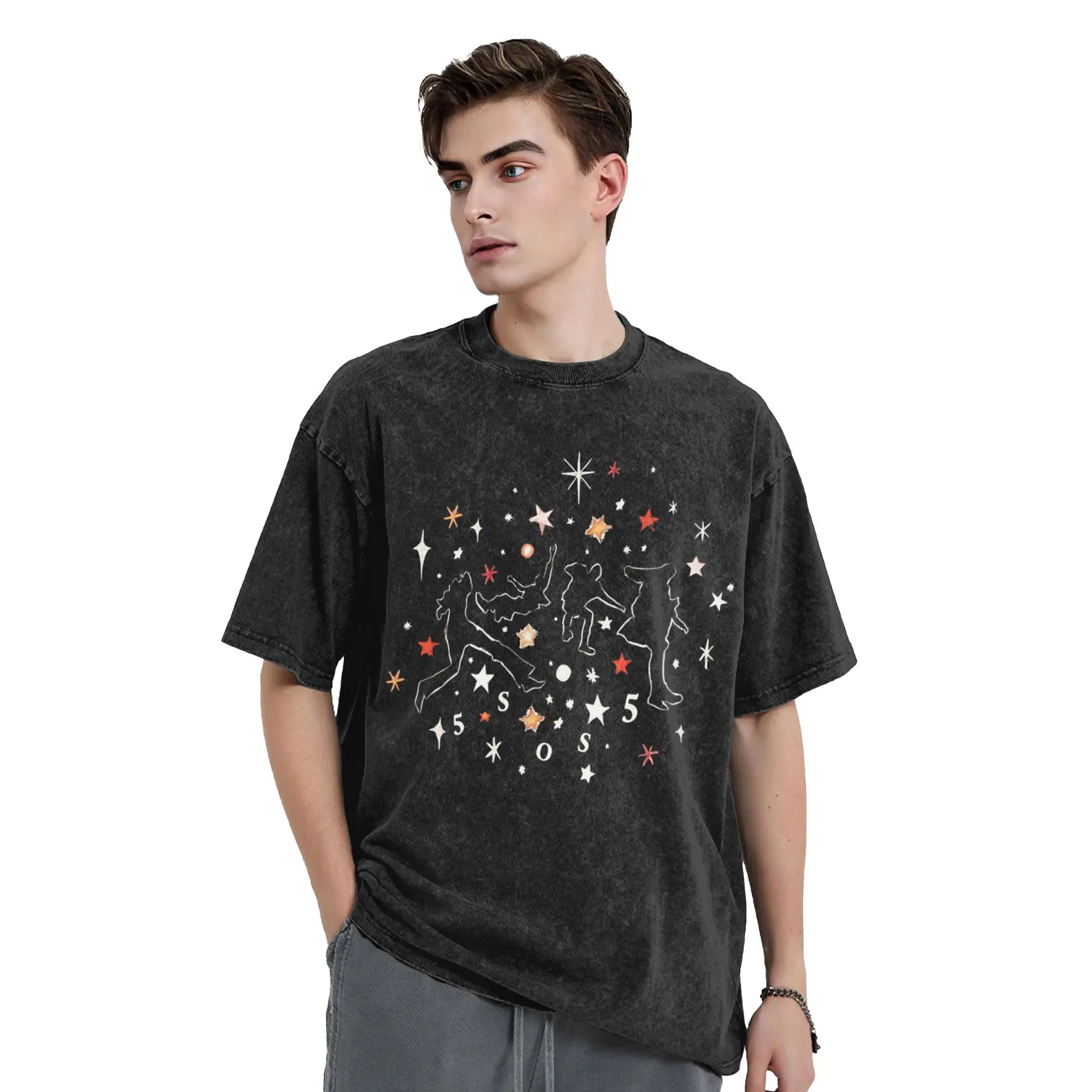 5 Seconds of Summer 5SOS T-Shirts for Men  Novelty Cotton Tees Round Neck Short Sleeve T Shirt Gift Idea Clothes