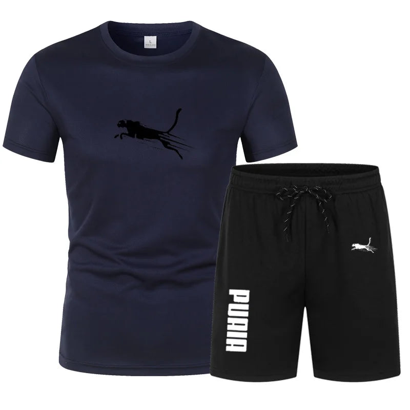 2026 Summer Sports Set Men's 2-piece Set Men's Leisure Sports Set Running, Training and Exercise