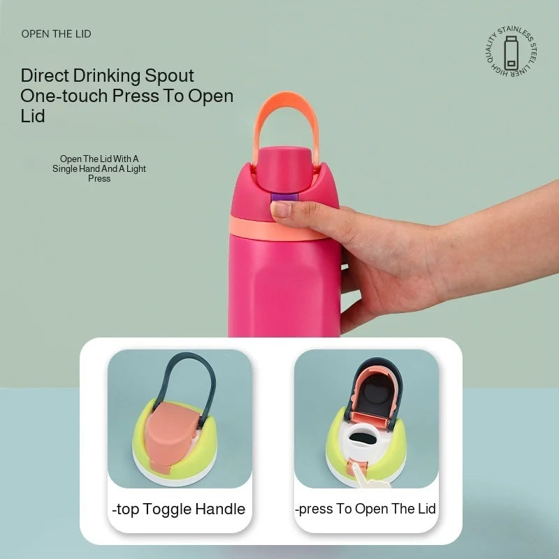 19/24/32oz Thermos Cup Fruit Mug Kids Straw Cup Vacuum Flasks Stainless Steel Travel Thermal Water Bottles