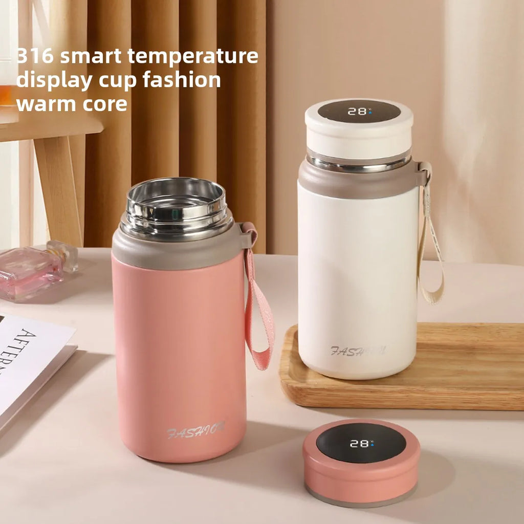 Smart thermos cup good-looking portable outdoor tea cup with temperature display High capacity 316 Stainless steel portable