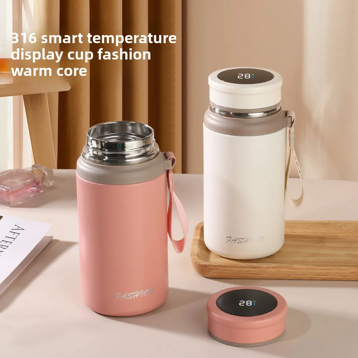 Smart thermos cup good-looking portable outdoor tea cup with temperature display High capacity 316 Stainless steel portable
