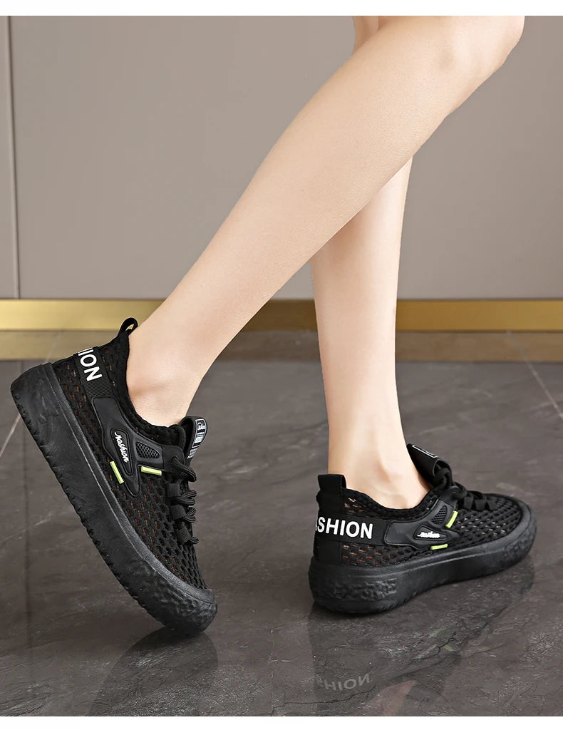 Shoes Woman 2025 Outdoor Casual Sports Shoes Hollow Breathable Comfortable Thick Sole Lightweight Mesh Shoes Women's Sneaker
