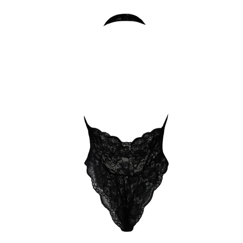 Lingerie Women Lace Babydoll Dress With Thongs Sleeveless Babydoll V-neck Nightdress Exotic Costumes Transparent Porn