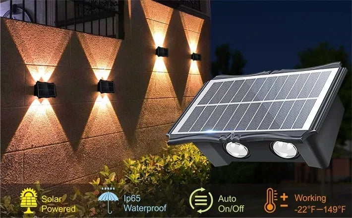 Solar LED Light Wall Lamp Outdoor Waterproof High Brightness Up and Down Luminous Lighting for Outdoor Garden Decoration