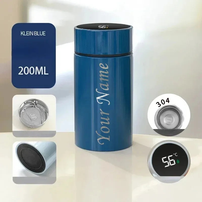 Custom Name 200ML Smart Display Thermos Cup 304 Stainless Steel Mini Pocket Size Portable Thermal Mug for Student School Outdoor