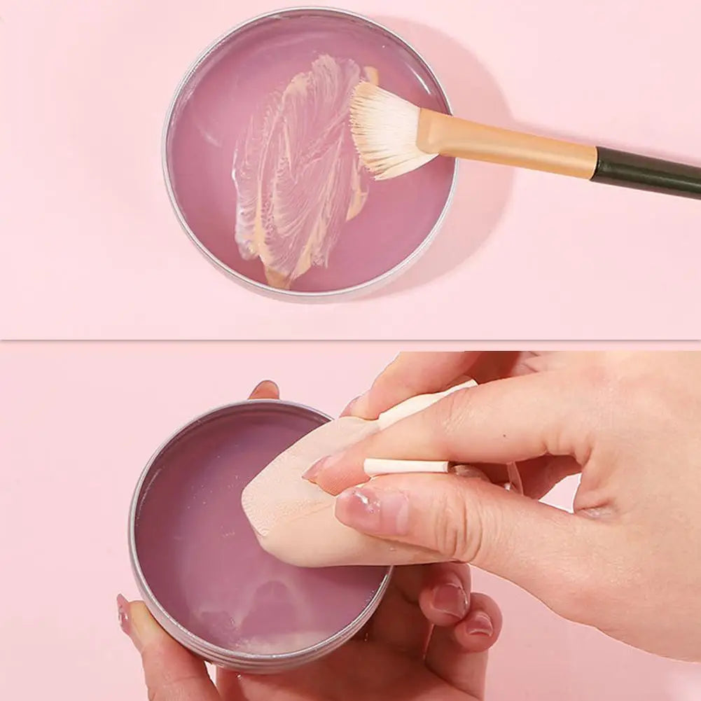 Makeup Brush Cleaner Soap /Silicone Mat, Deeply Cleans Cosmetic Color Removal for Synthetic & Natural Makeup Brushes & Sponges