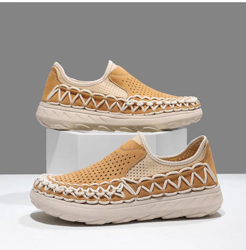 Summer Hand-woven Men's Shoes Fashion Men Casual Shoes Brand Designer Men Sneakers High Quality Outdoor Flats Driving Shoes