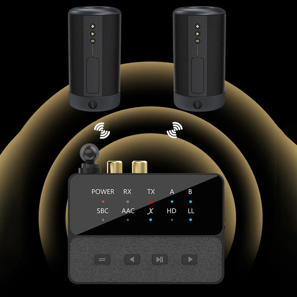 Bluetooth-Compatible 5.3 Wireless Stereo Receiver Transmitter 3.5mm AUX/RCA 2 In 1 Wireless Audio Dongle for Speaker TV PC