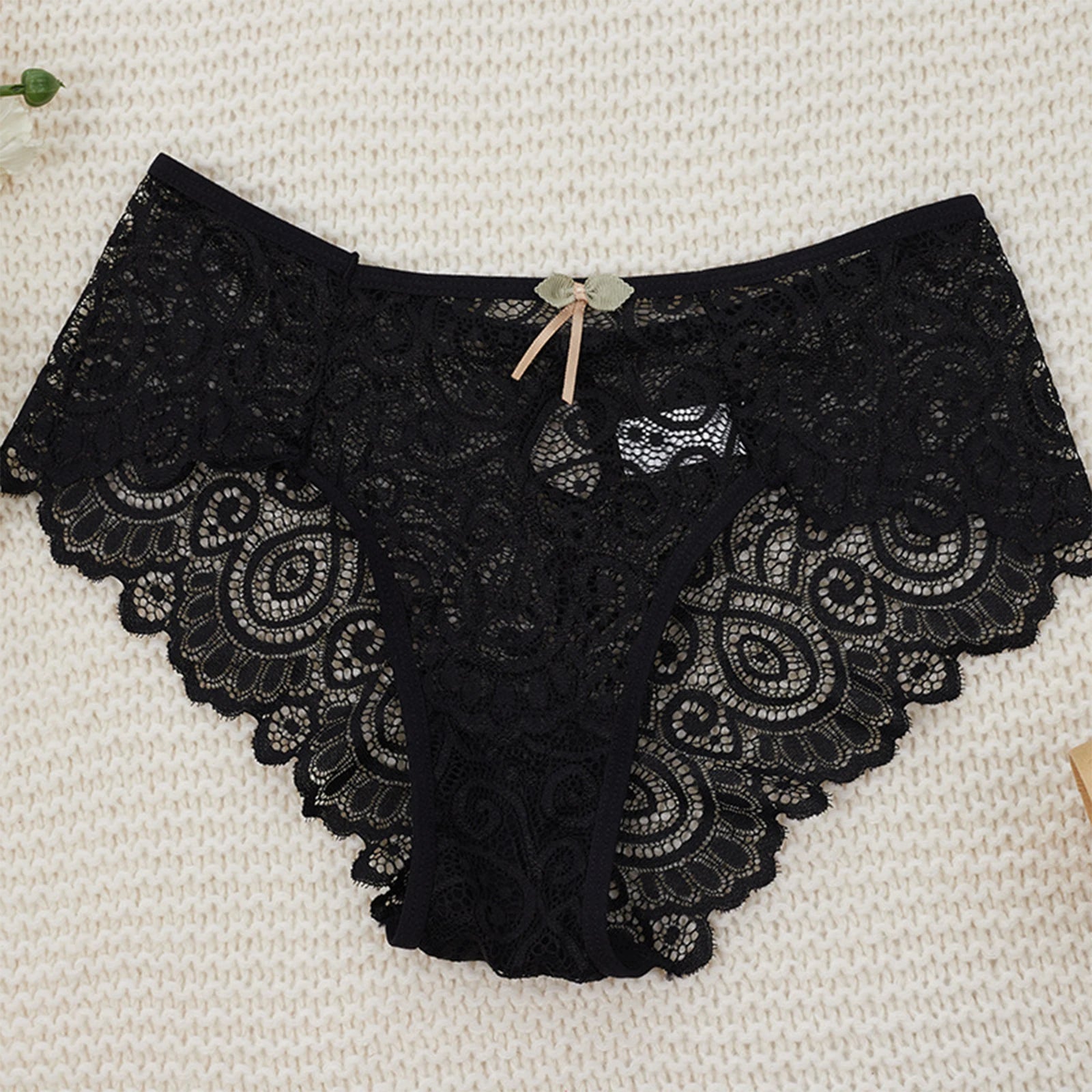 Lingerie Sexy Underwear Lace Panties Female Water Drop Sexy Mid-waist Underwear Exquisite Crotchless Shorts Solid Lingerie