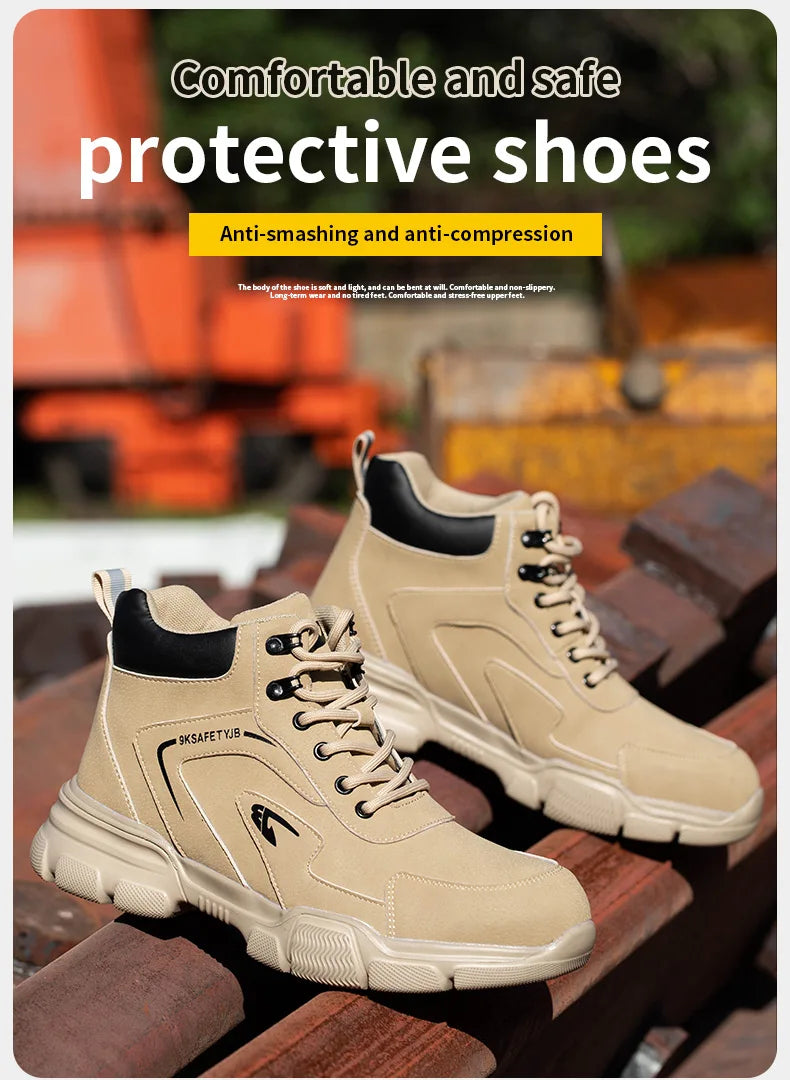 Work Safety Shoes Men Anti-smash Anti-puncture Work Sneakers Steel Toe Shoes Light Comfort Security Boots Indestructible Shoes
