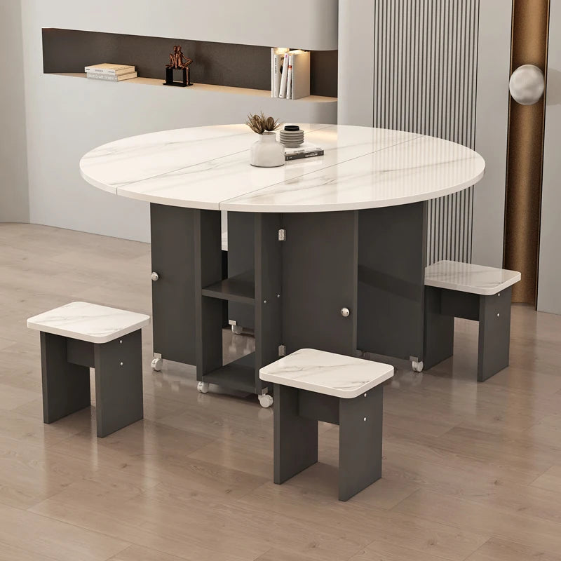 Folding White Dining Table Multifunction Family Waterproof Space Saving Dining Table Design Simple Mesas De Jantar Furnitures