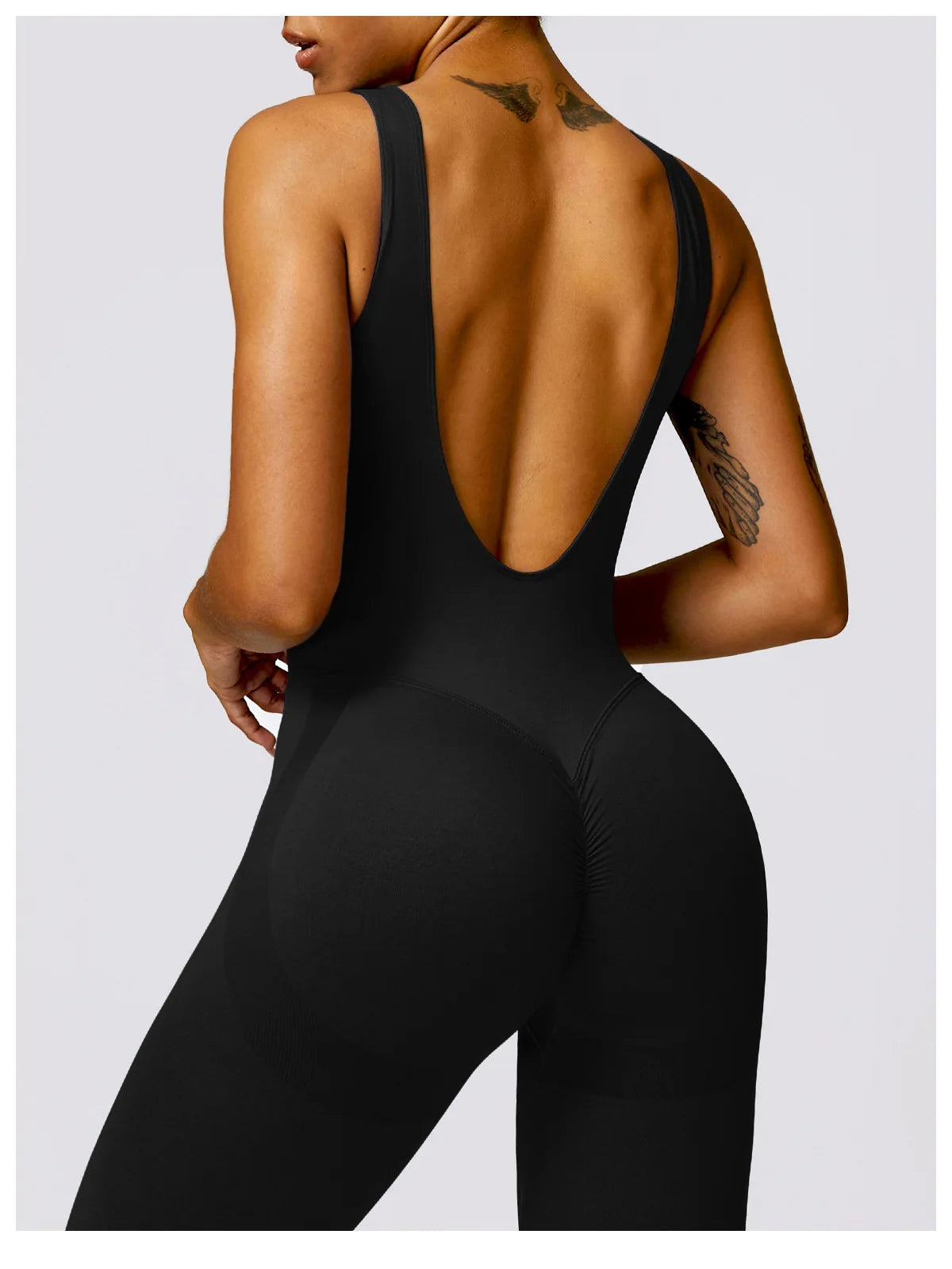 Backless Scrunch Sport Jumpsuits Raises Butt Women Sexy Monkeys One Piece Yoga Clothes Seamless Gym Fitness Dance Overalls Black
