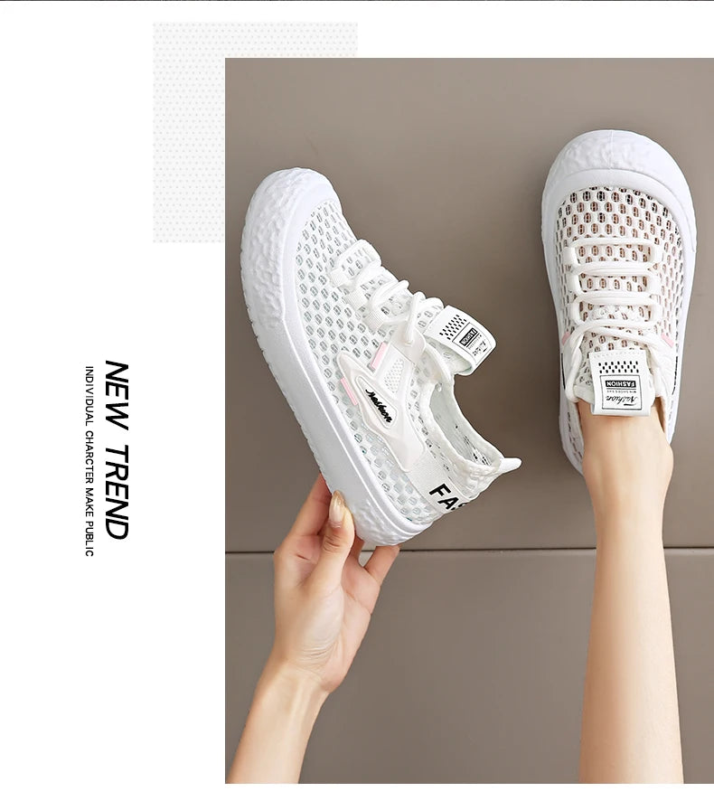Shoes Woman 2025 Outdoor Casual Sports Shoes Hollow Breathable Comfortable Thick Sole Lightweight Mesh Shoes Women's Sneaker
