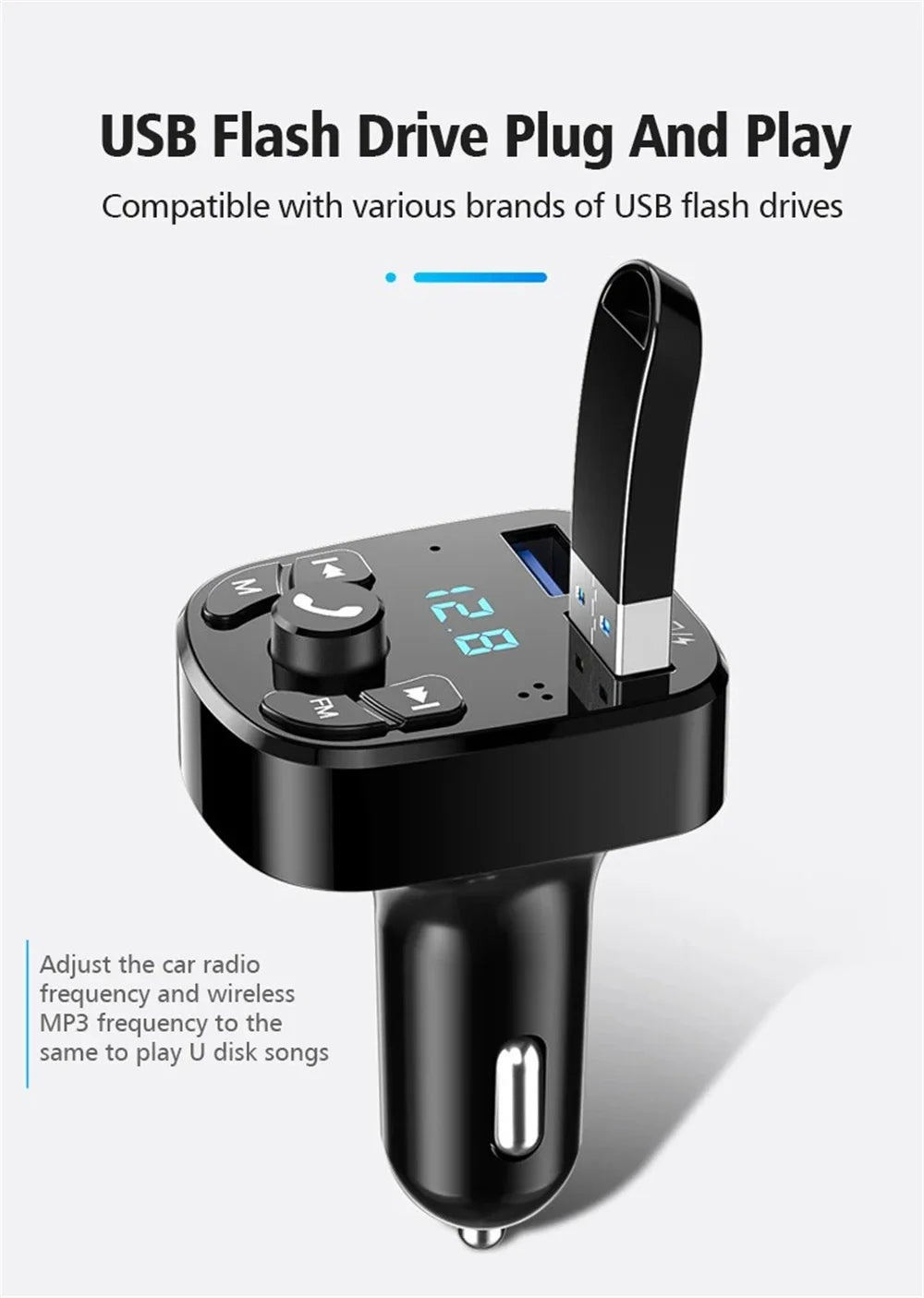 Bluetooth 5.0 Car Bluetooth Audio MP3 Player 3.1A Fast Charging Dual USB Car Charger Adapters Bluetooth FM Transmitter Receiver