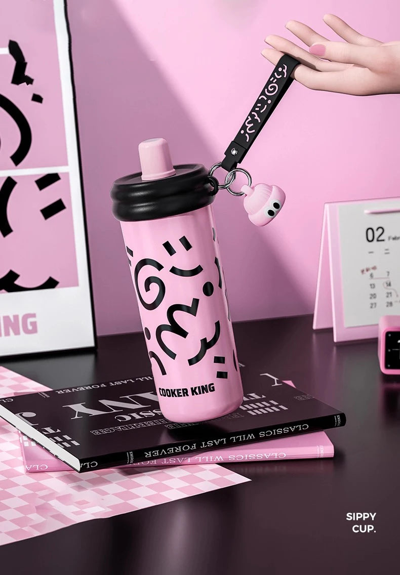 COOKER KinG Thermos Water Bottles Stainless Steel Thermal Straw Cup Tumbler Keep Cold and Hot Travel Mug Home Office Drinkware