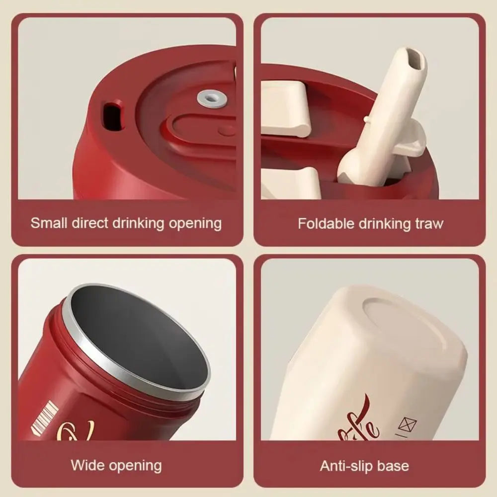 Stainless Steel Travel Thermal Cup 520ML Keeps Cold and Heat Coffee Vacuum Flask Portable Heat-resistant Coffee Thermos Mug