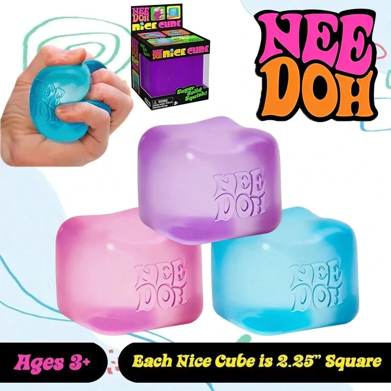Needoh Nice Cube Sensory Stress Reliever Fidget Tool for Anxiety &Focus Desk Sensory Cube for Adults & Anti-Anxiety Squeeze Kids