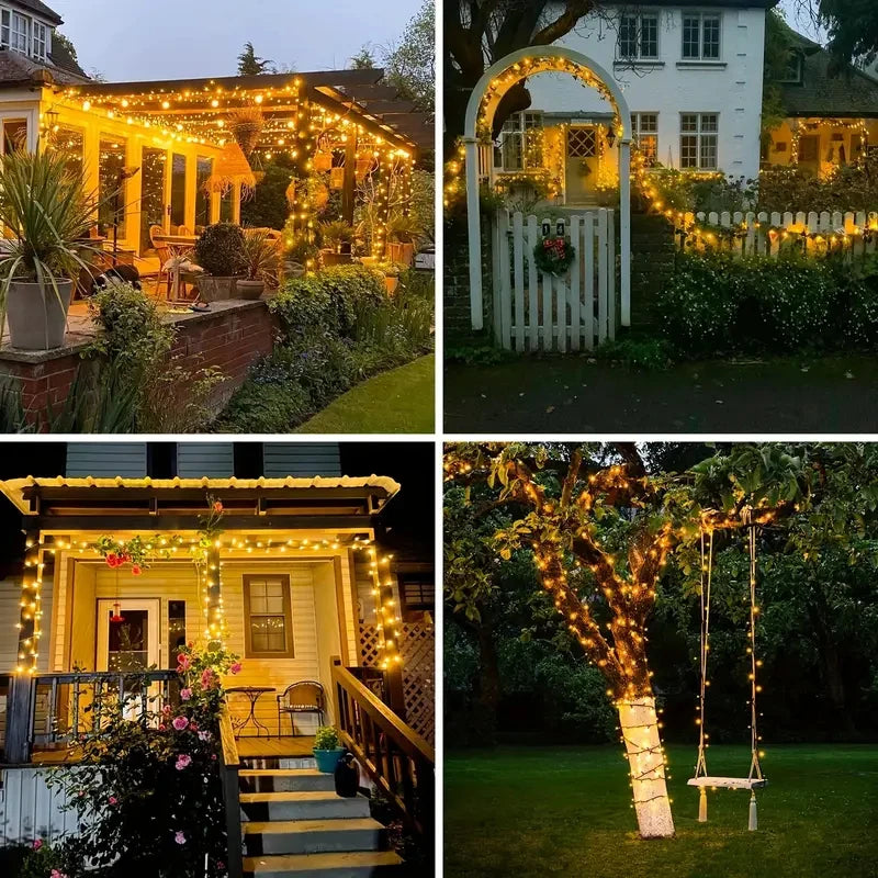 LED Solar String Lights 7/12/22M 8 Lighting Modes Waterproof Fairy Lights for Outdoor Garden Christmas Party Decorations