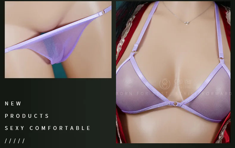 Sexy Women Bra Set Ultra-Thin Invisible Transparent Women's Lingerie Bra Panties Set Adjustable
