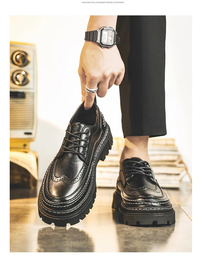 Shoes for Men Fashion High Quality Leather Men Shoes Business Light Luxury High-end Retro Tooling Men's Shoes Zapatillas Hombre