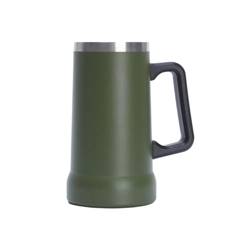 Household 24 OZ Thermal Drink Mug Big Capacity Stainless Steel Coffee Tumbler with Handle Vacuum Thermos Cup Summer