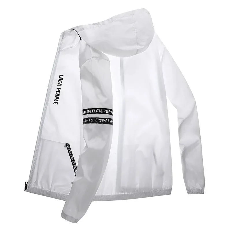 Summer  Sun-Protective Thin Jacket Men tactic Hiking Fishing Cycling Hooded Gym Sport Windbreaker Ultra Light Coats jogging