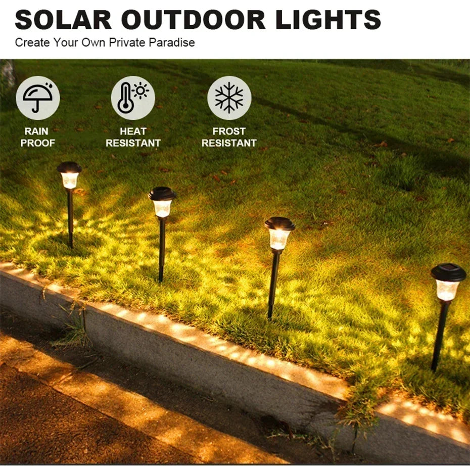 Solar Outdoor Lights New Garden Lamps Powered Waterproof Landscape Path for Yard Backyard Lawn Patio Decorative LED Lighting