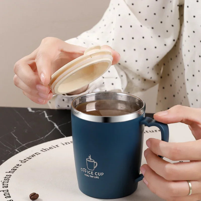 Portable Thermal Water Bottle 350ml Thermos Mug 304 Stainless Steel Coffee Cup with Handle Leak-Proof Vacuum Flask Insulated Cup
