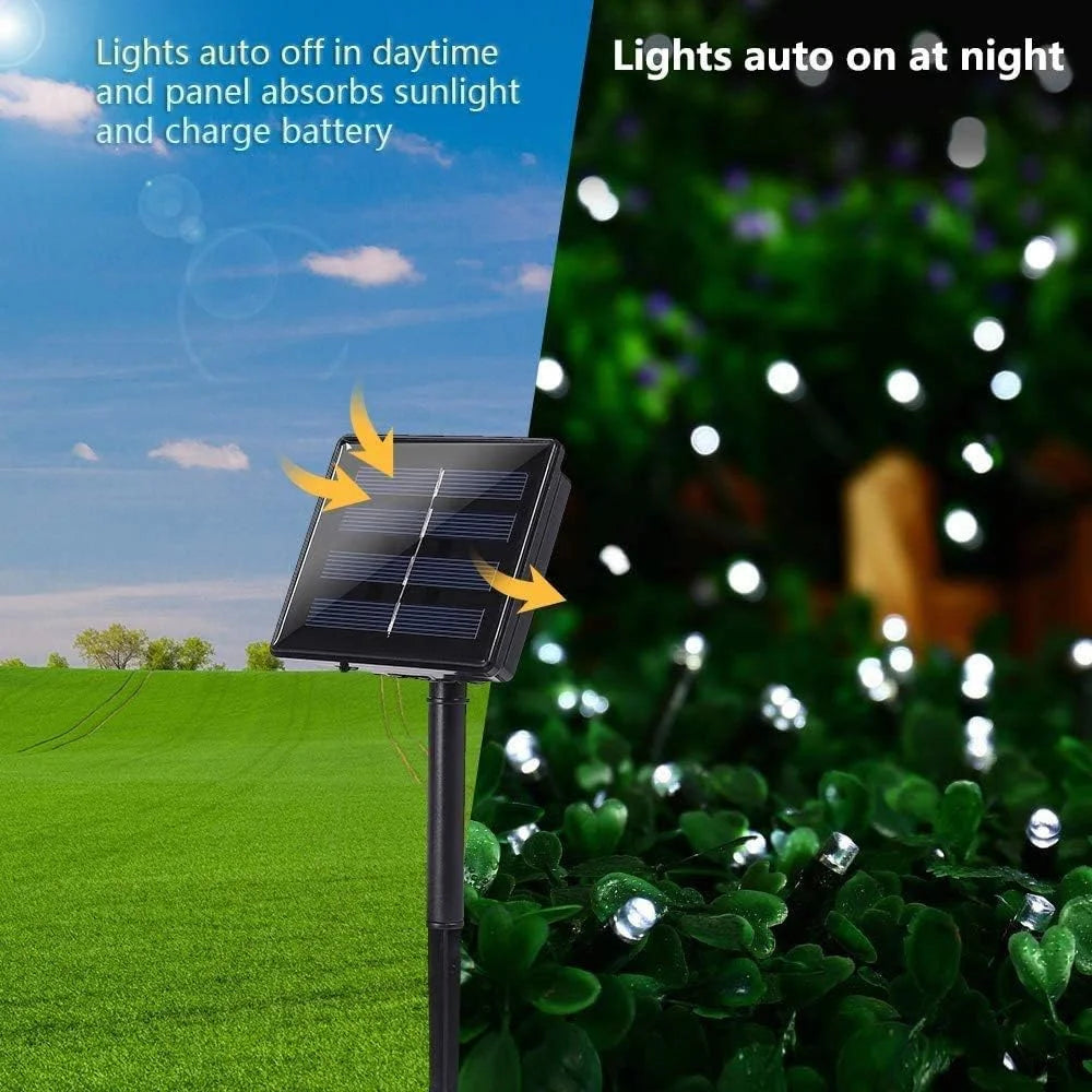 Solar Christmas Lights Solar String Lights Outdoor Waterproof Green Wire with 8 Modes Christmas Tree Lights Garden Lawn Decor