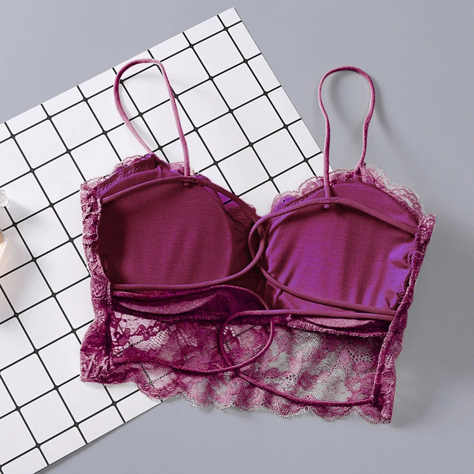 Summer Women Lace Sexy Top Sun Sleeveless Tops padded Bralette Bra Bustier Zipper Back Club Crop Tank lingerie женское белье