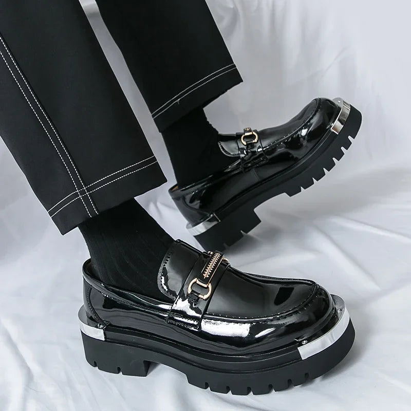 Men's thick soled shoes Luxury fashion designer styles Work Trend Nightclub casual party shoes Height increasing leather shoes