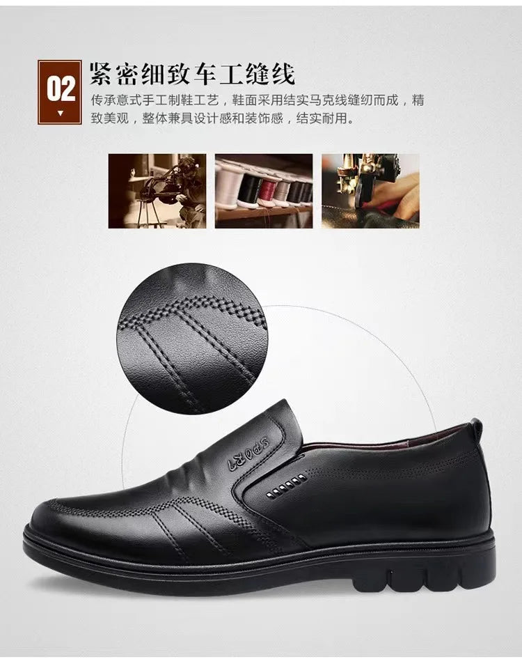Men's leather shoes new black Soft bottom anti slip and breath shoes men's Business dress casual Zapatos luxury light flat