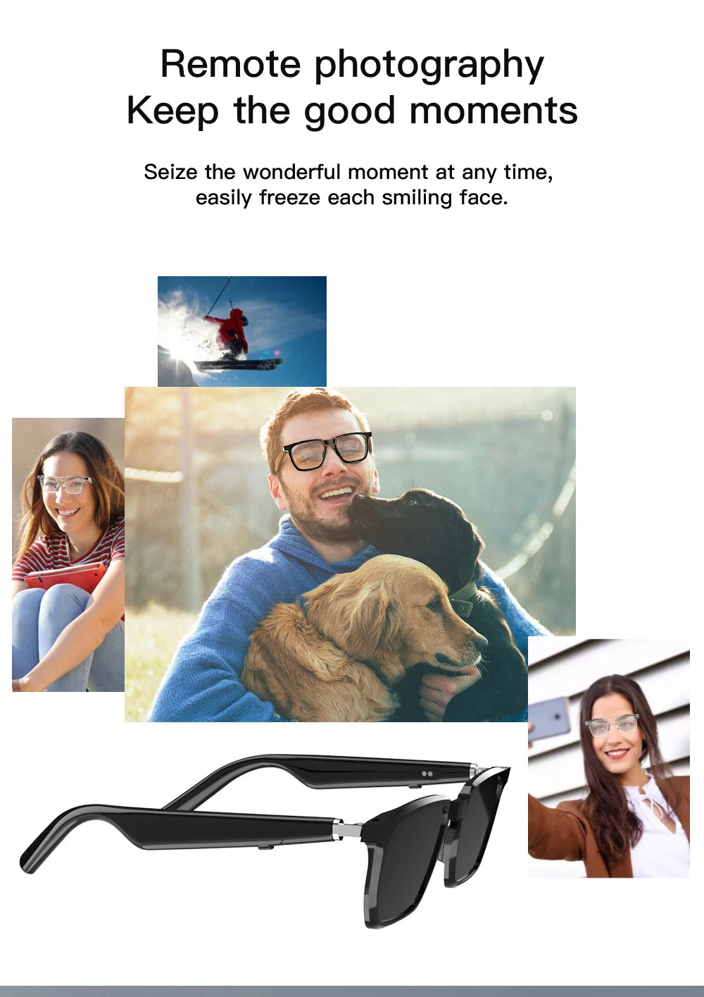 Wireless Bluetooth Headphones  Bluetooth Calling Smart Glasses Music Playback Anti-blue light glasse Waterproof Business glasses