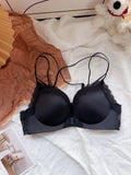 Hot Sale Front Closure Leopard Push Up Bra Set for Women, Backless Small Chest Lift Comfortable Underwear Set