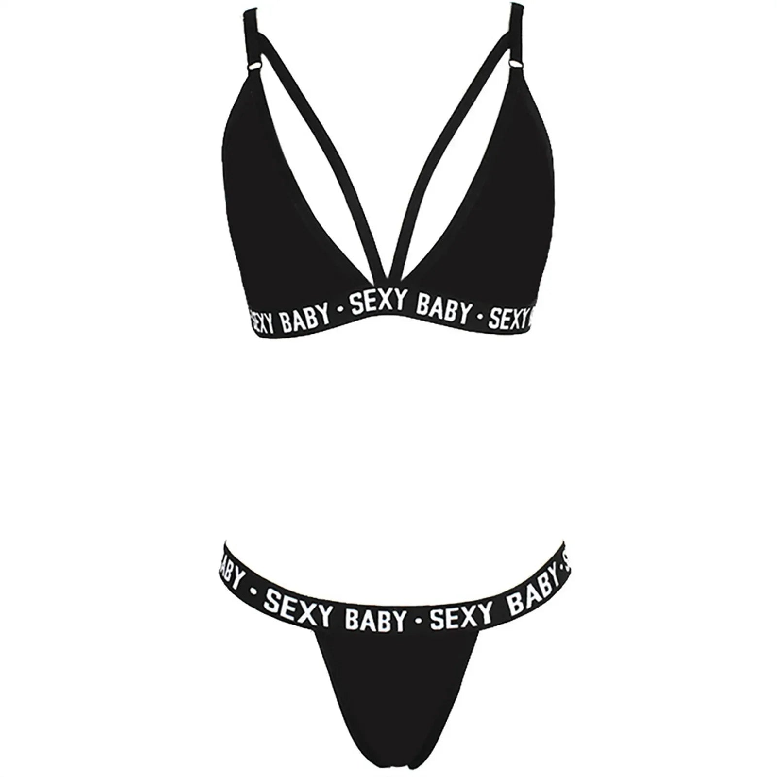 Women's sexy lingerie set sexy letter bikini bra and thong set women's sexy erotic clothing pajamas bikini lingerie